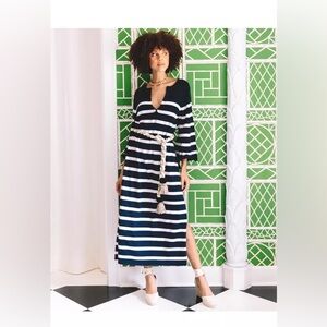 Figue Lillie Striped Flare-Sleeve Midi Kaftan